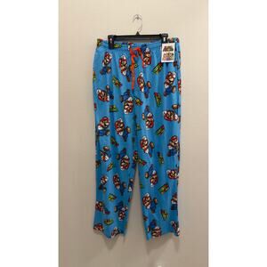 NWT Super Mario Men's Pajama Pants Blue Cotton Size Large
